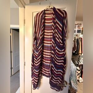 Evereve Multicolor Striped Open-Front Kimono